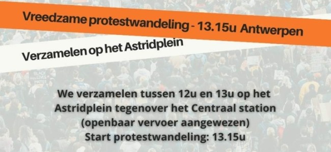 Vreedzame protestwandeling in Antwerpen