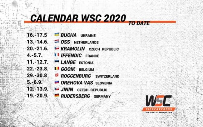 Weltmeisterschafts-Sidecar-Cross-Kalender durch Corona überarbeitet, GP-Sidecars in Lommel verschwinden!