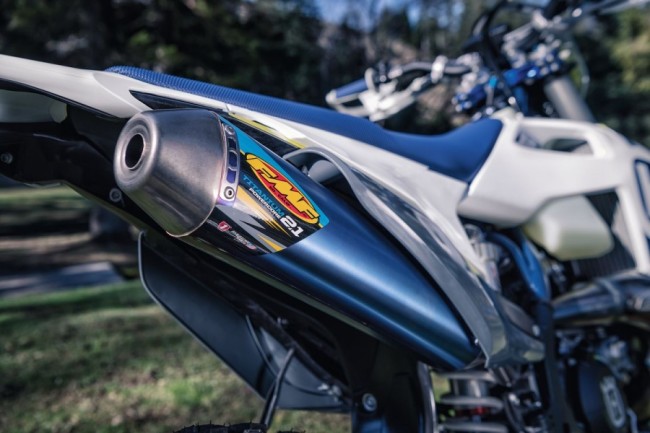 FMF two-stroke exhausts available through the Husqvarna dealer