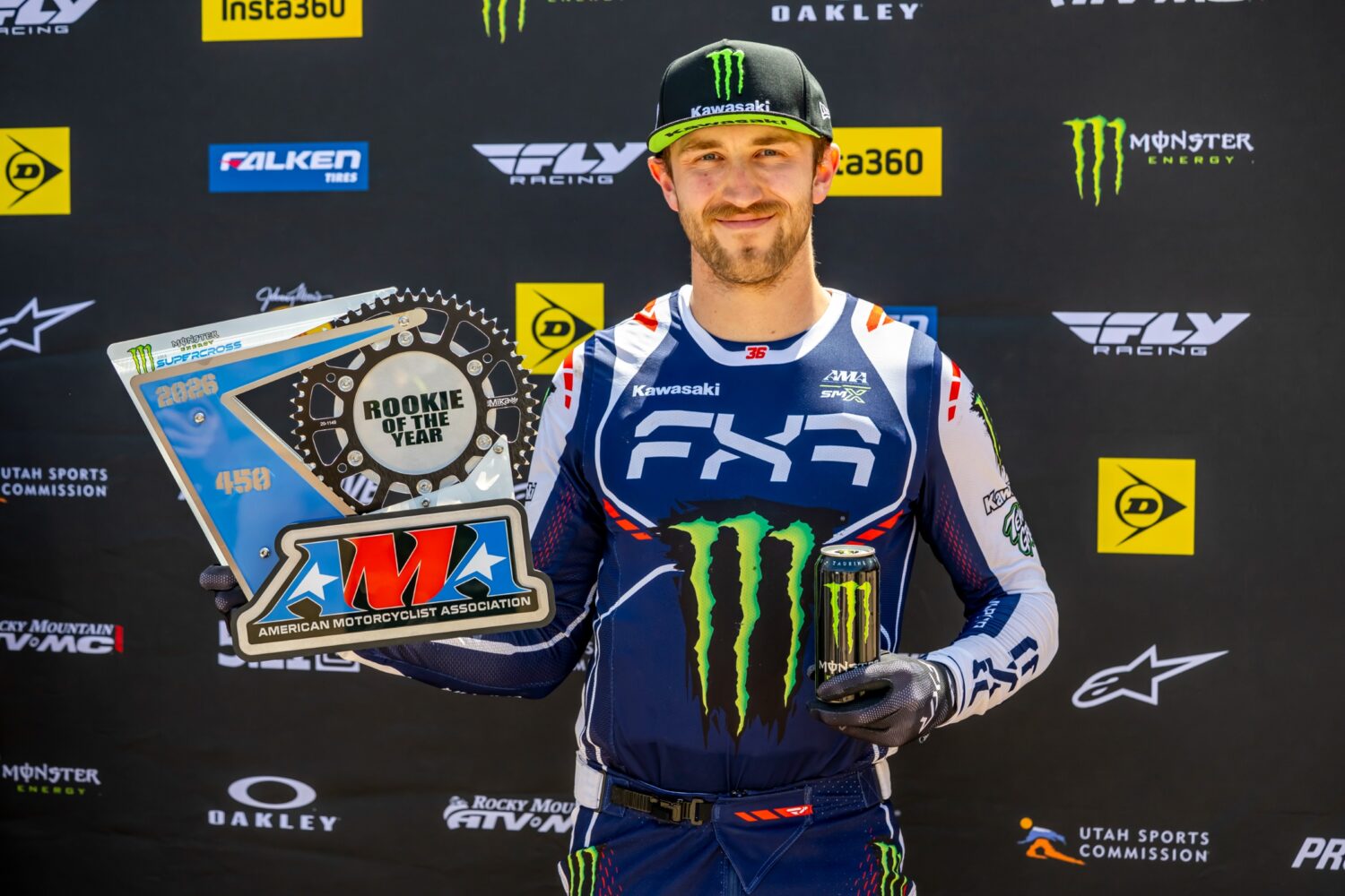 Garrett Marchbanks (Monster Energy Kawasaki) in de Supercross van Salt Lake City 2026